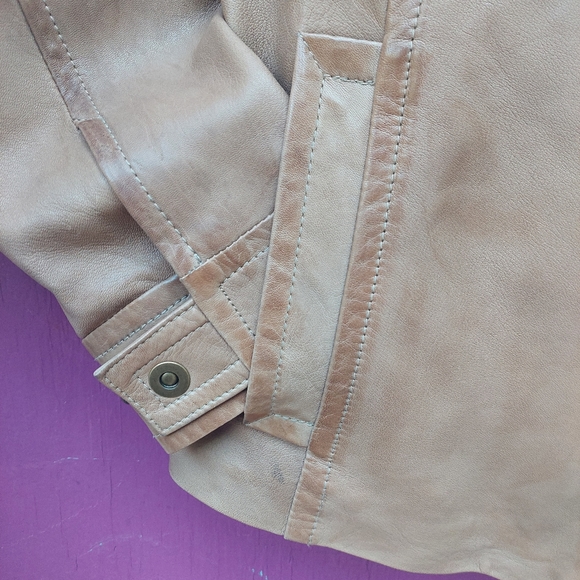 DANIER lined leather fall jacket with Zip front, L. Lovelysubtle color details - Picture 3 of 11